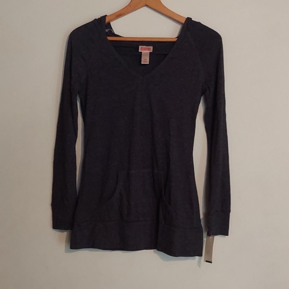 Heathered charcoal gray women's cut hoodie